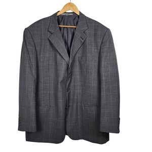 Giorgio Cosani Wool Blazer Mens 50L Grey Windowpane Super 100s Jacket Business